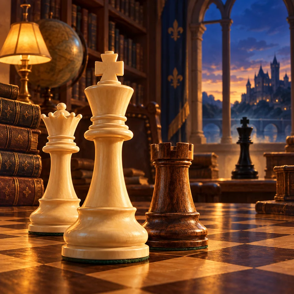 Original illustration of chess pieces for the course