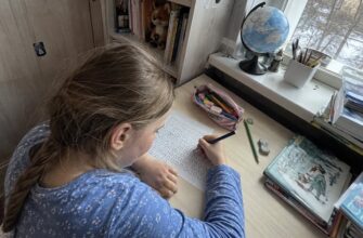 A girl completing a symbol search activity
